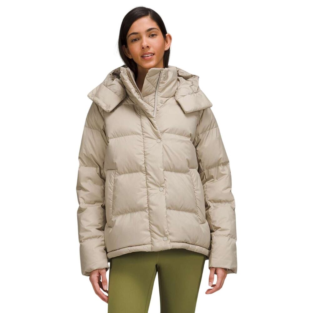 Lululemon Wunder Puff Jacket Raw Linen Tan NEW Size 4 700 Goose Fill Winter Ski